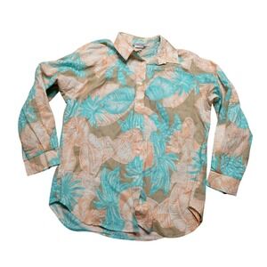 Cabrais Shirt Mens Large Multicolor Floral‎ Long Sleeve Button Up Made In USA